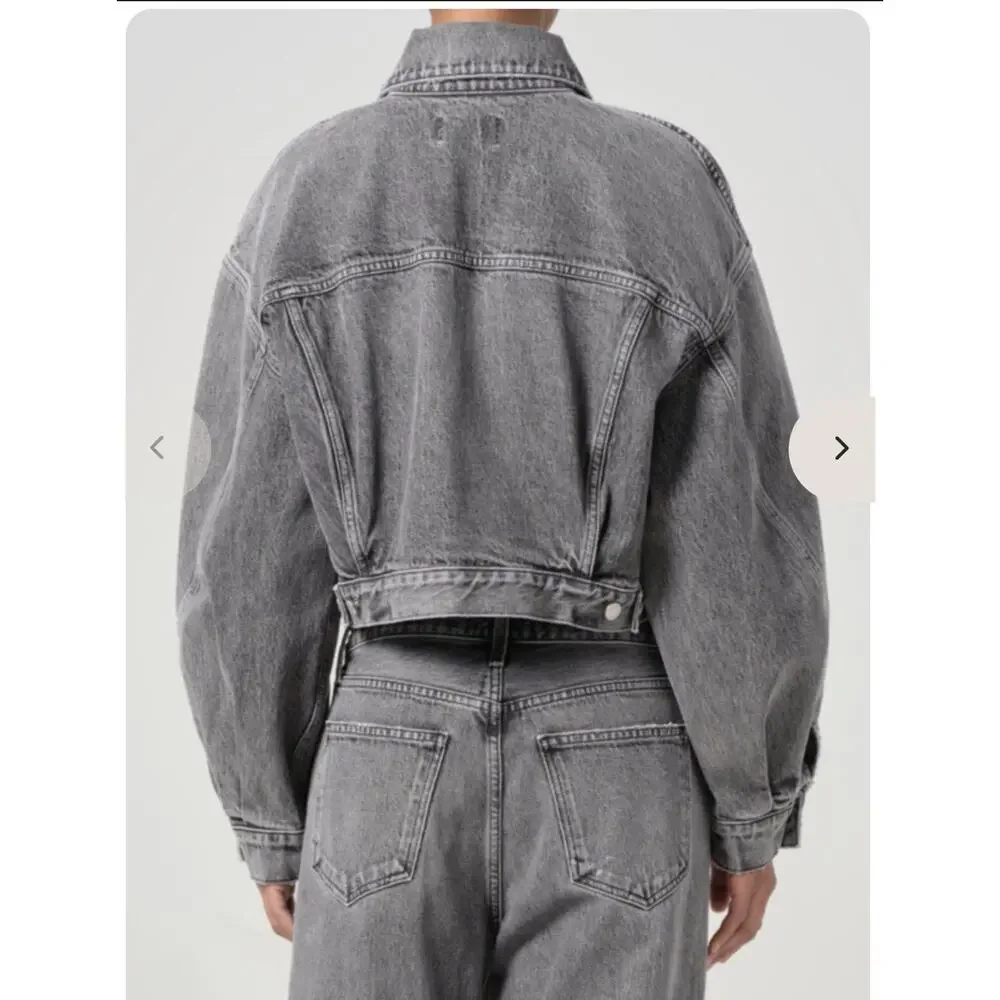Agolde Womens Palmer Cropped Oversized Denim Jacket, Space Spirit NWT! - Picture 3 of 8